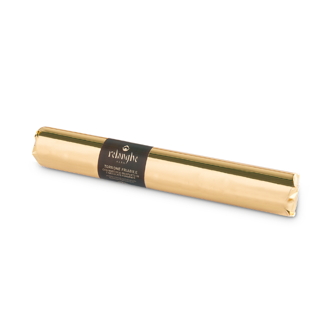 Immagine di TORRONE FRIABILE CON NOCCIOLE RICOPERTO DI CIOCCOLATO FONDENTE - 250g