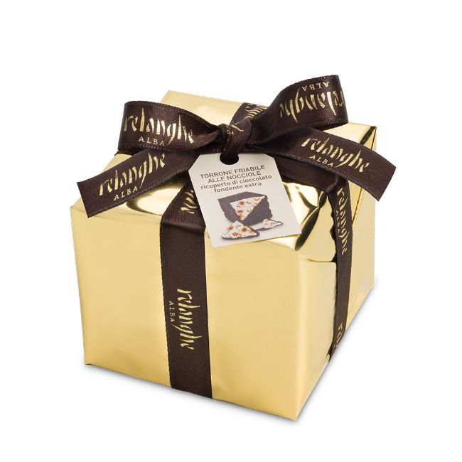 Immagine di TORRONE FRIABILE CON NOCCIOLE RICOPERTO DI CIOCCOLATO FONDENTE - 200 g
