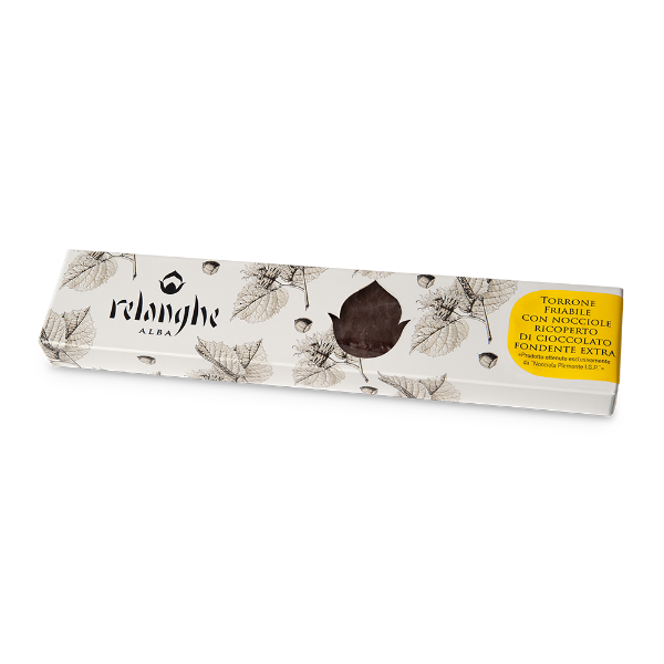 Immagine di TORRONE FRIABILE CON NOCCIOLE RICOPERTO DI CIOCCOLATO FONDENTE - 100g