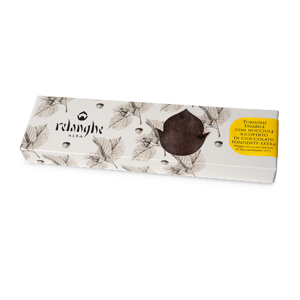 Immagine di TORRONE FRIABILE CON NOCCIOLE RICOPERTO DI CIOCCOLATO FONDENTE - 200g